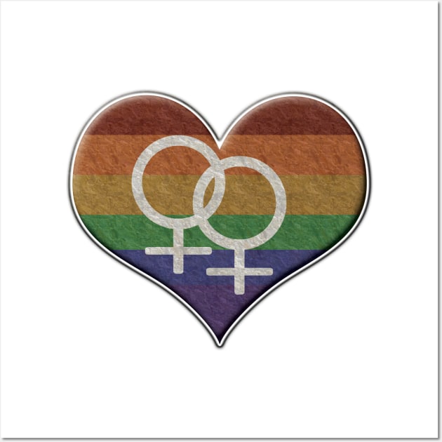 Large Lesbian Pride Rainbow Colored Heart with Female Gender Symbols Wall Art by LiveLoudGraphics